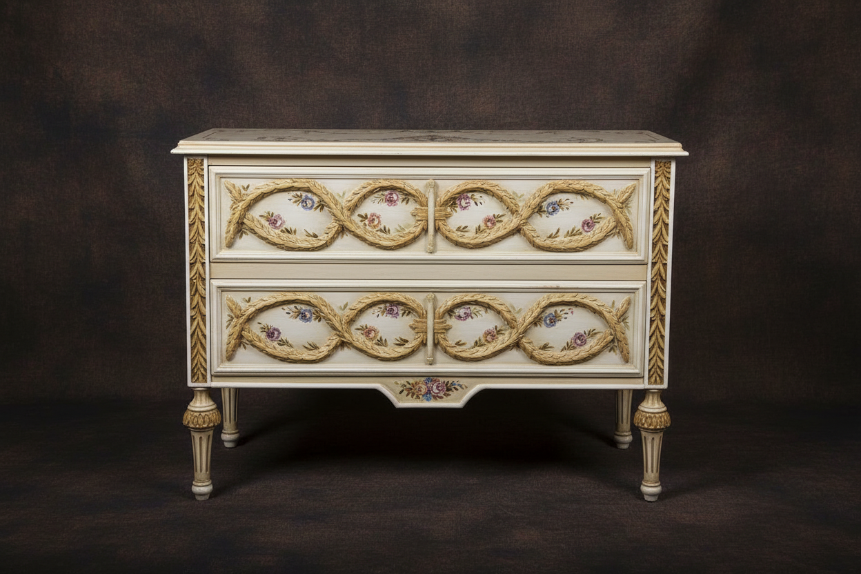 Single commode — front view, dark luxury background