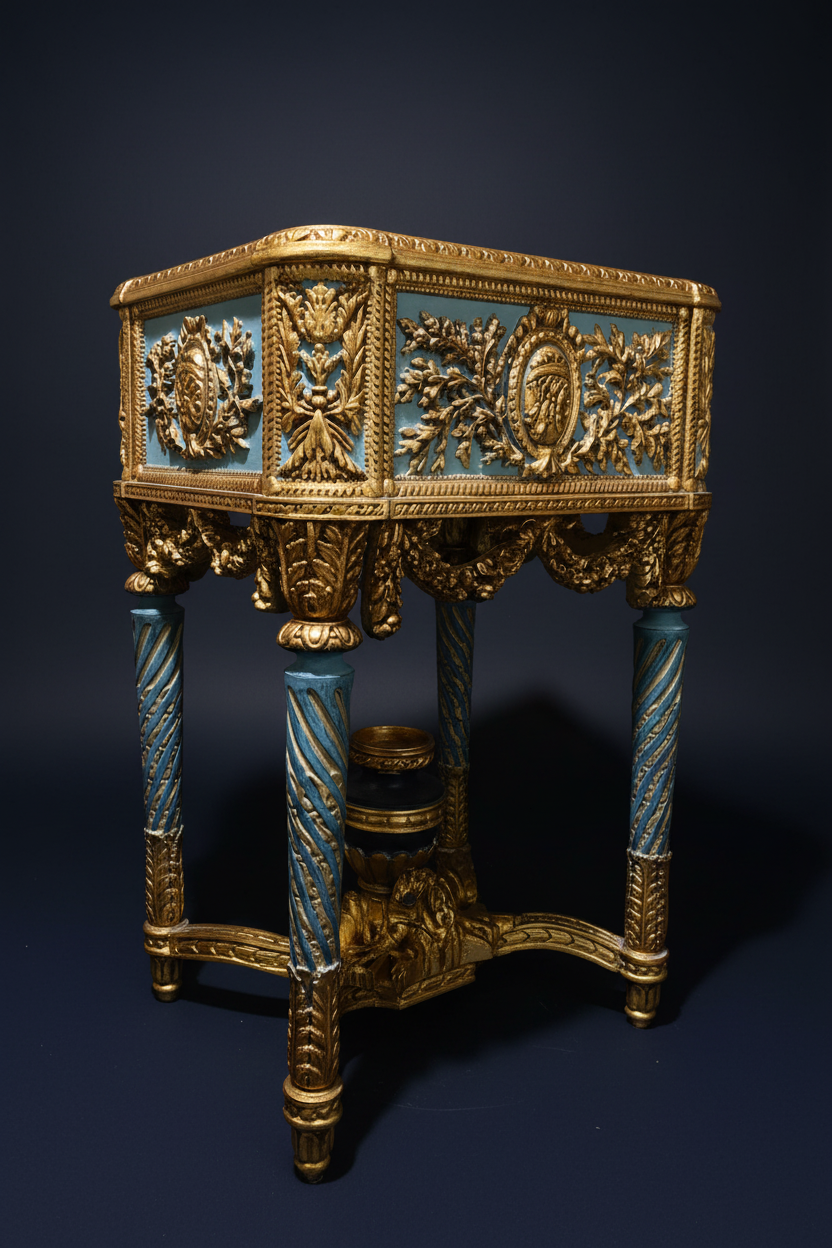 Royal French-Style Side Table — Dark Luxury Background 2