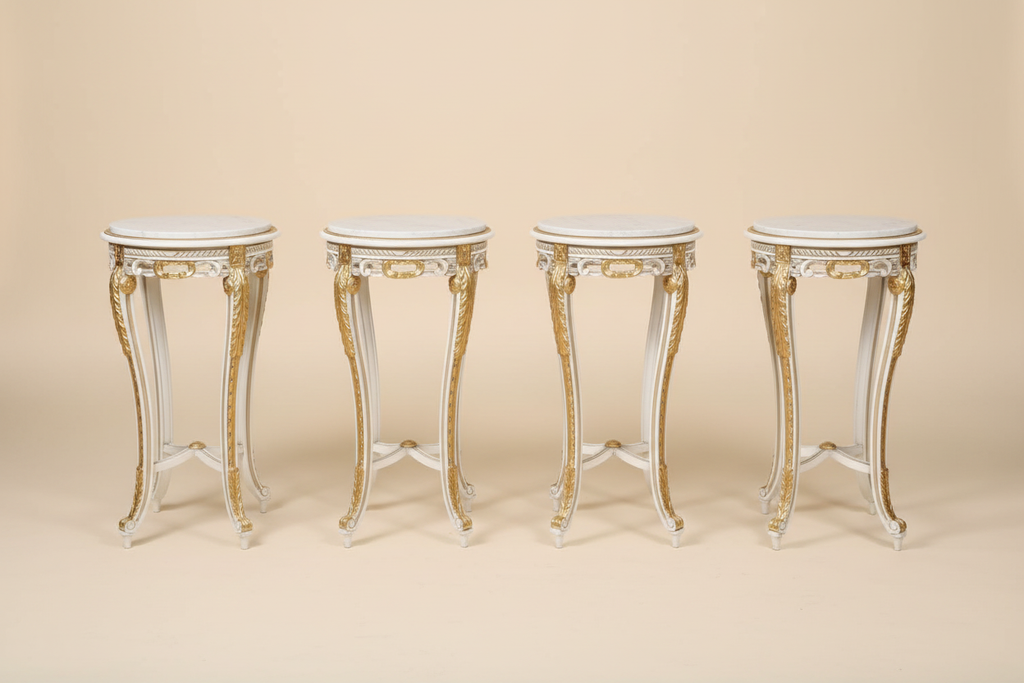 4 tables side by side - cream beige marble top