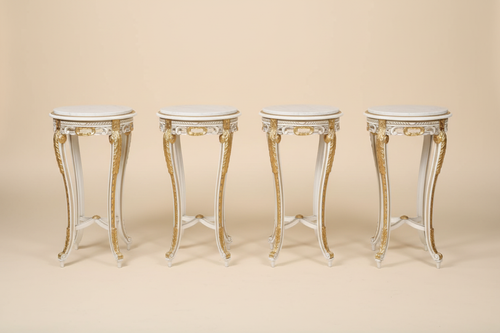 4 tables side by side - cream beige marble top