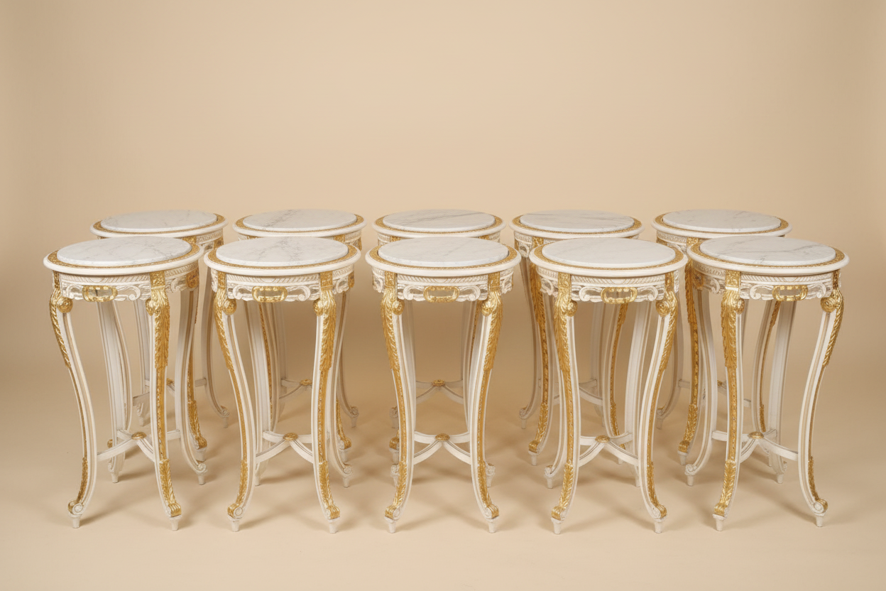 All tables - cream beige marble top