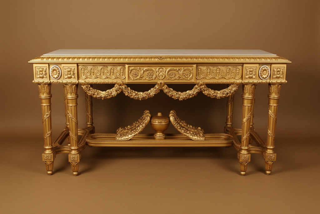 Console table full gold - front view