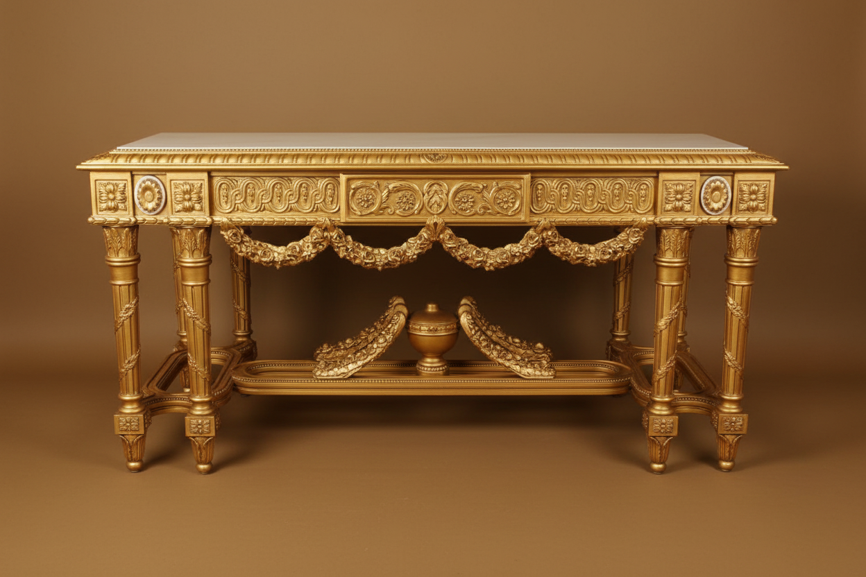 Console table full gold - front view