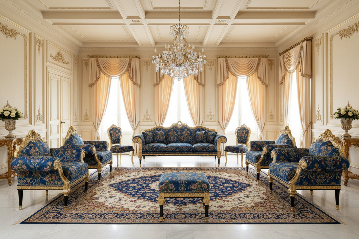 Versailles Royal Brocade Living Set - Complete Arrangement