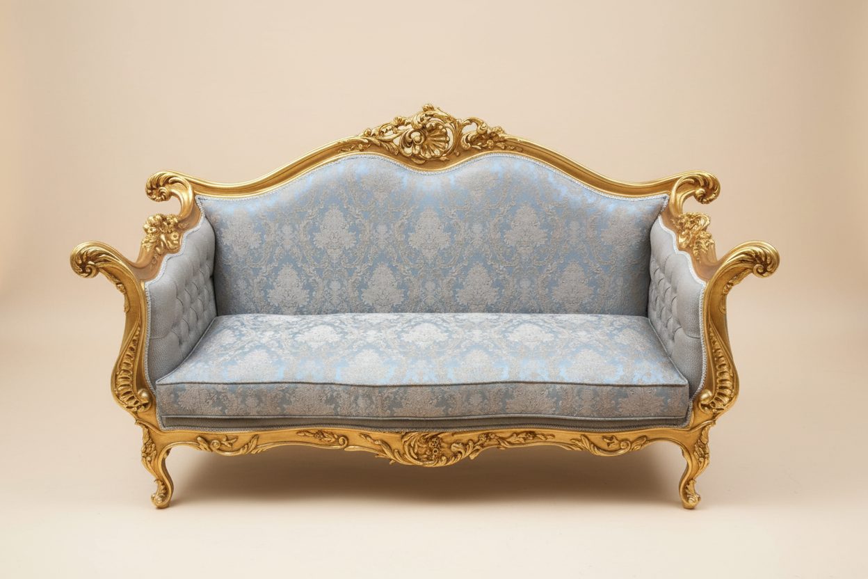 Settee angled view — cream background