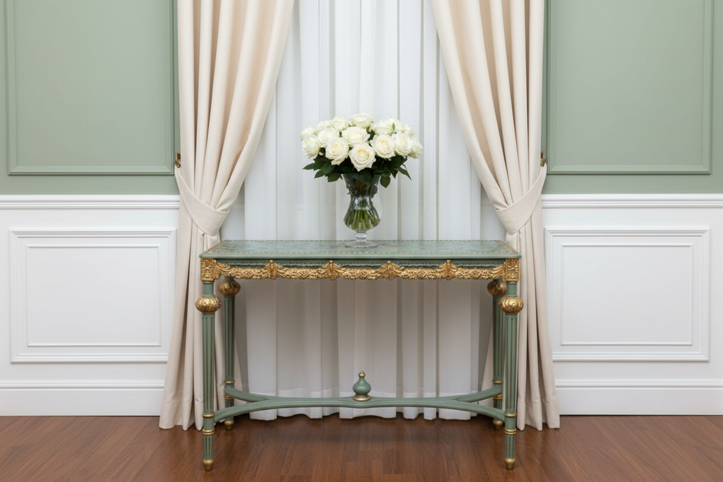 Hand-Painted Baroque Console Table — Front View