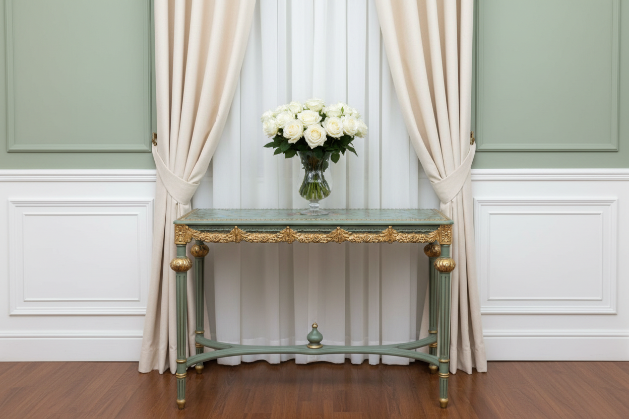 Hand-Painted Baroque Console Table — Front View