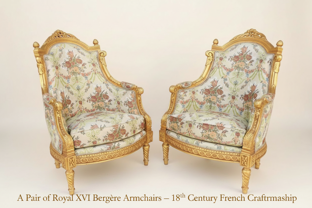 Louis XVI Bergère Armchairs - Pair with Text