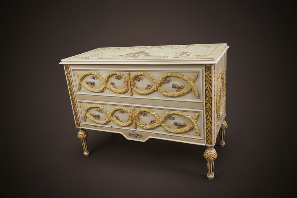 Commode angled view — dark luxury background