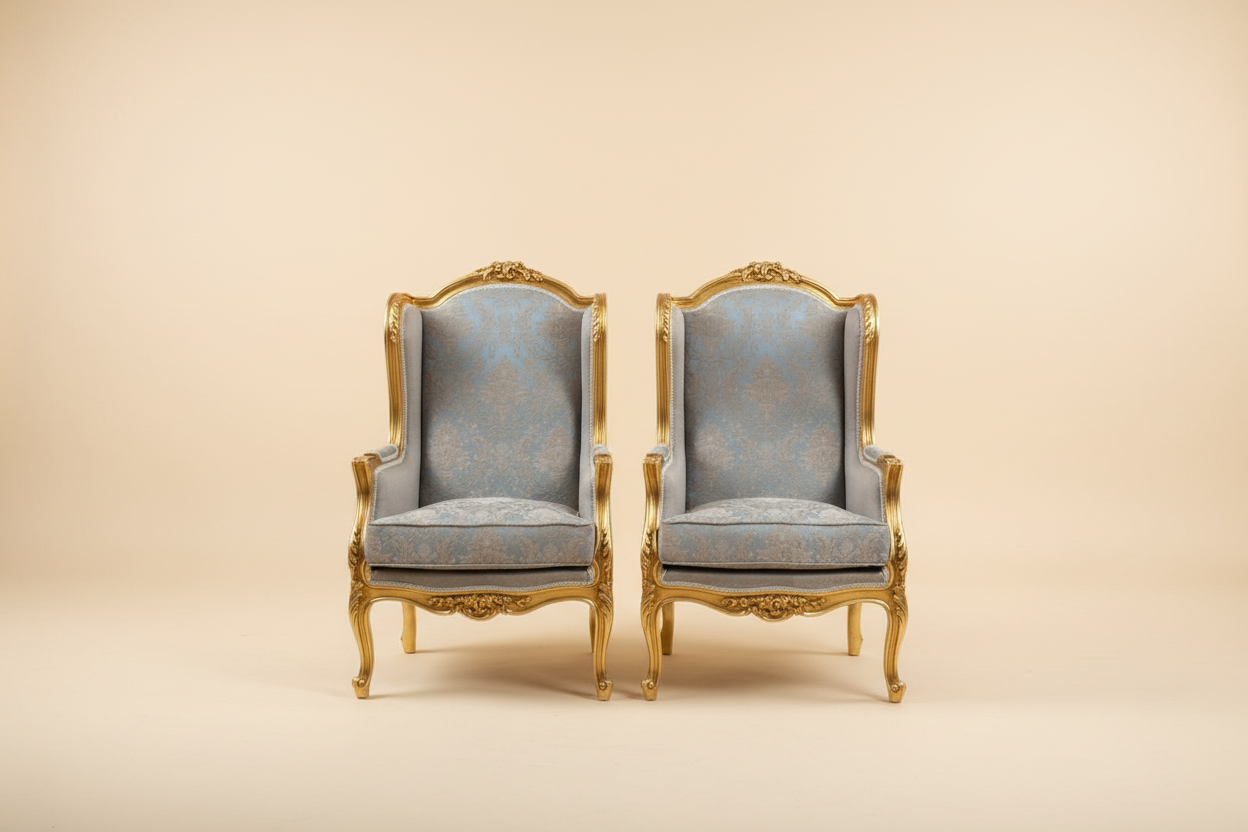 Two armchairs — cream background