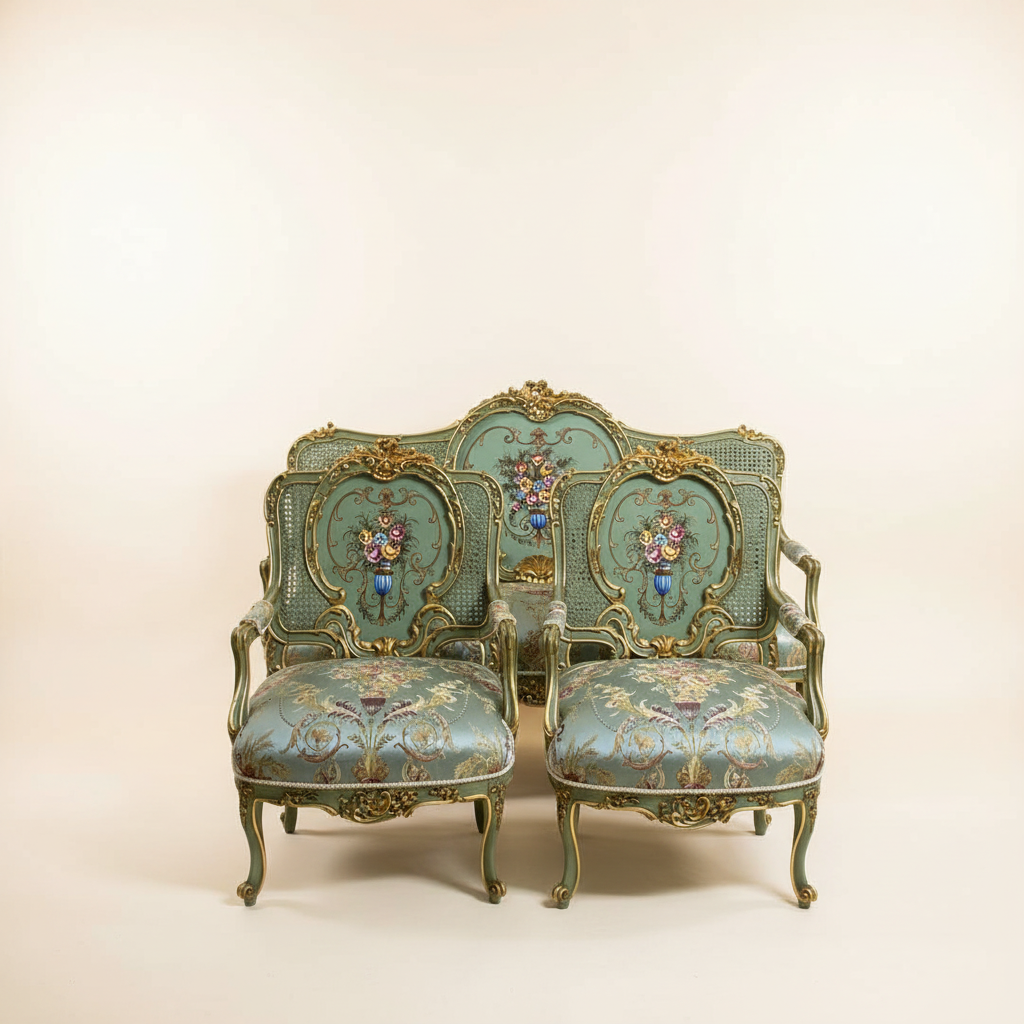 Louis XV armchairs pair — cream background