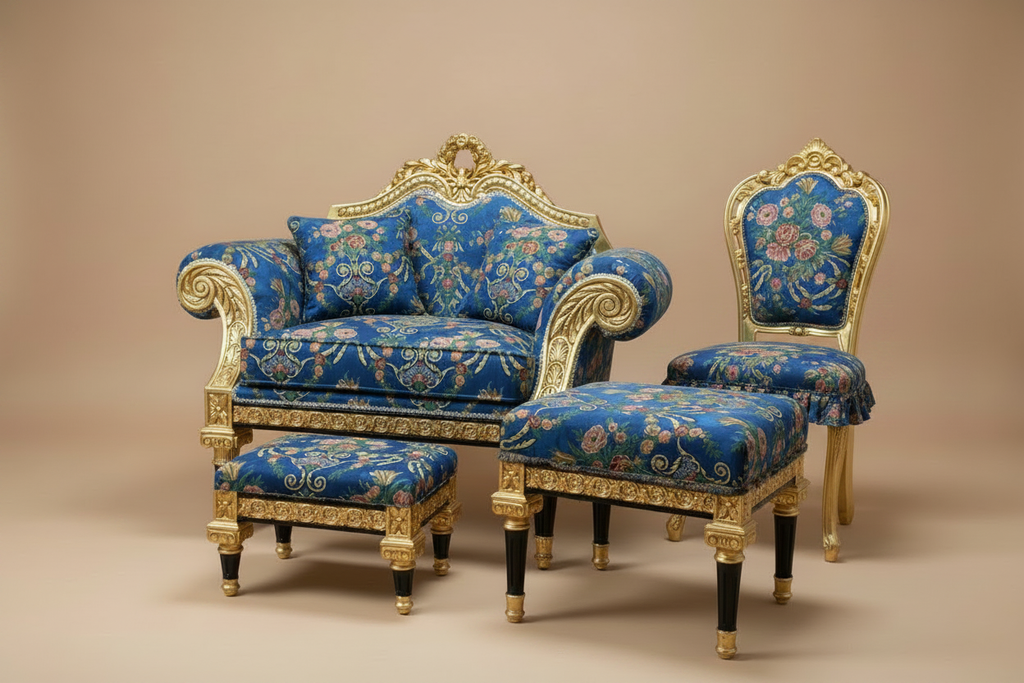 Versailles Royal Brocade Living Set - Unified Fabric