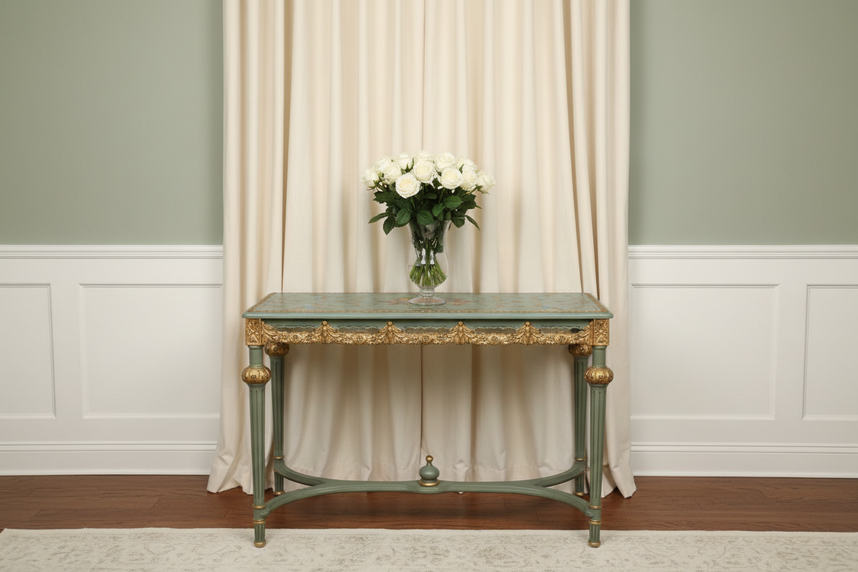 Hand-Painted Baroque Console Table — Close Up
