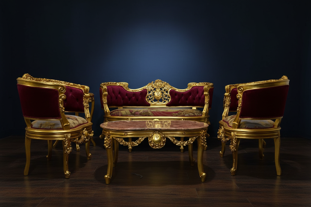 Settee and armchairs - dark luxury background