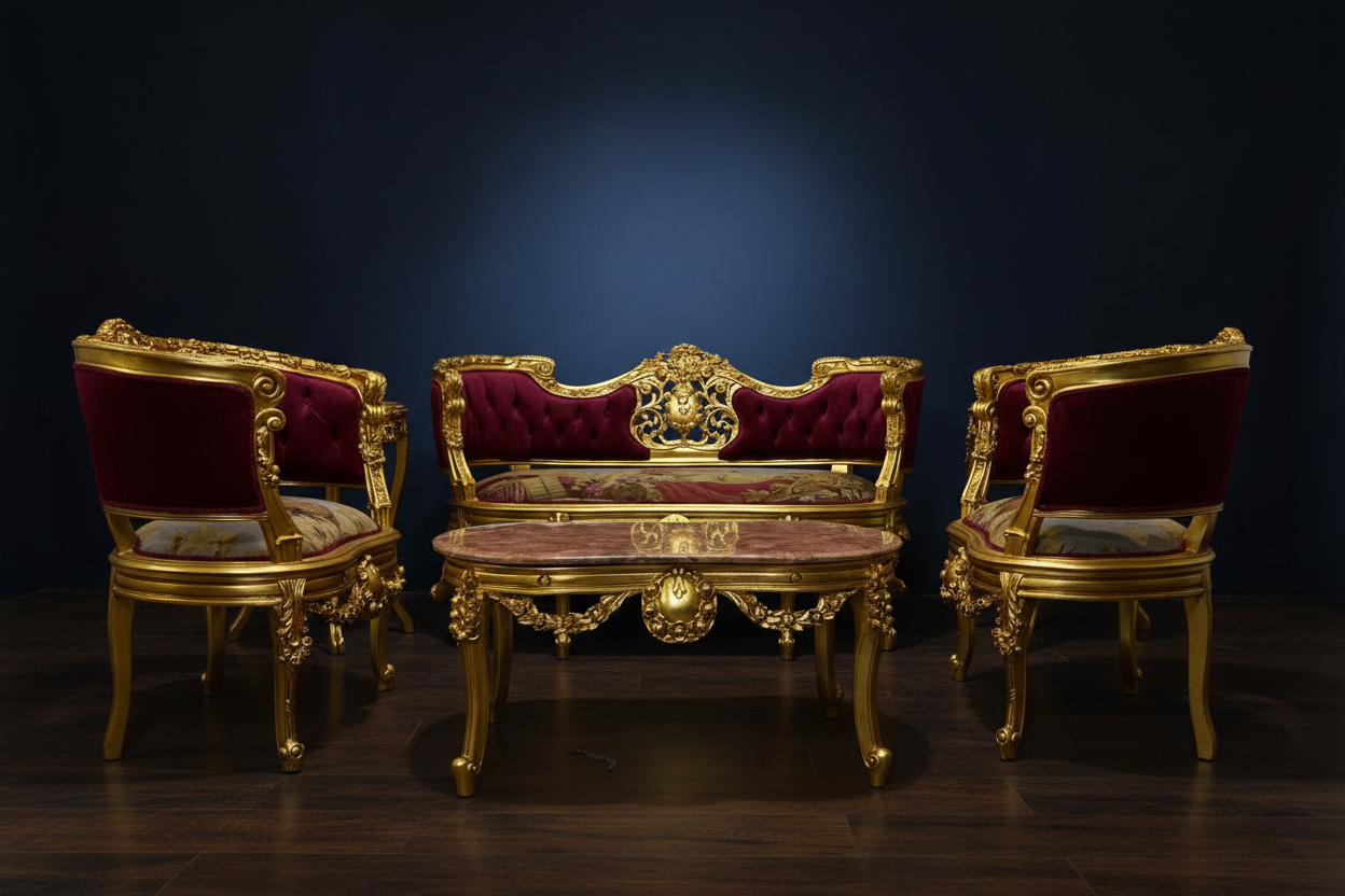 Settee and armchairs - dark luxury background