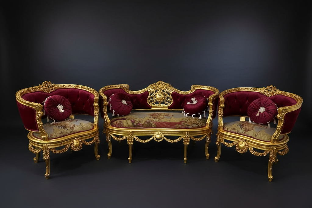 Settee with cushions - dark luxury background
