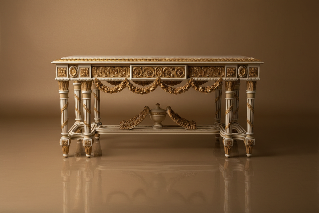 Table - dark champagne royal beige background