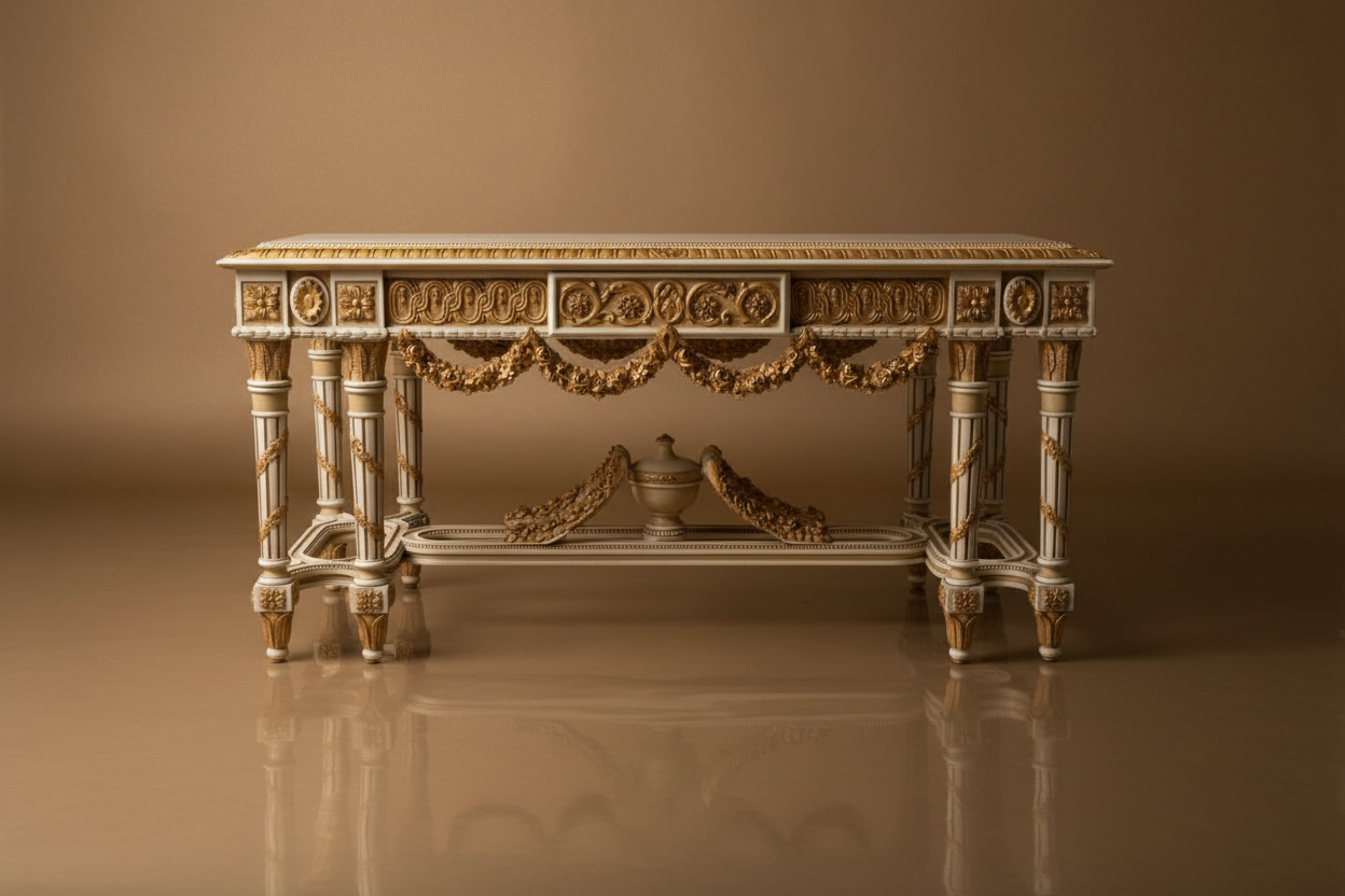 Table - dark champagne royal beige background